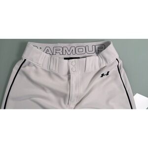 Under Armour Relaxed Piped Baseball Pants Mens L White w/ Black Heat Gear